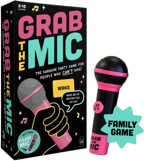 Grab The Mic - Karaoke Partyspel - Muziekspel voor 2-10 Spelers - Bekend van TikTok - Originele Engelstalige versie