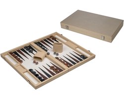 Philos Backgammon spel groot kunstleer beige - klassiek bordspel.