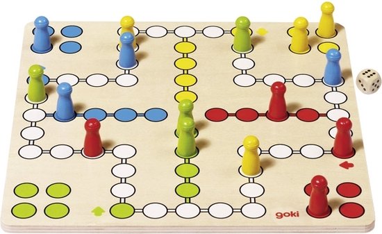 Bordspel: Ludo 28x28cm, hout, 4+