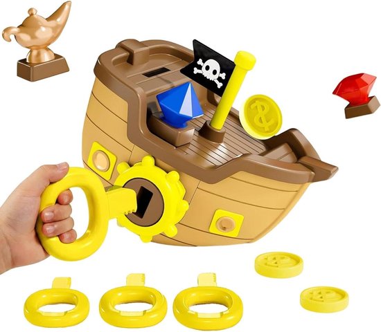 Jouet de plongée pour piscine | Jeu du coffre au trésor pirate avec clés, pièces et pierres précieuses | Jouet aquatique pour vacances, anniversaire, fête, garçon, fille, enfant et ado