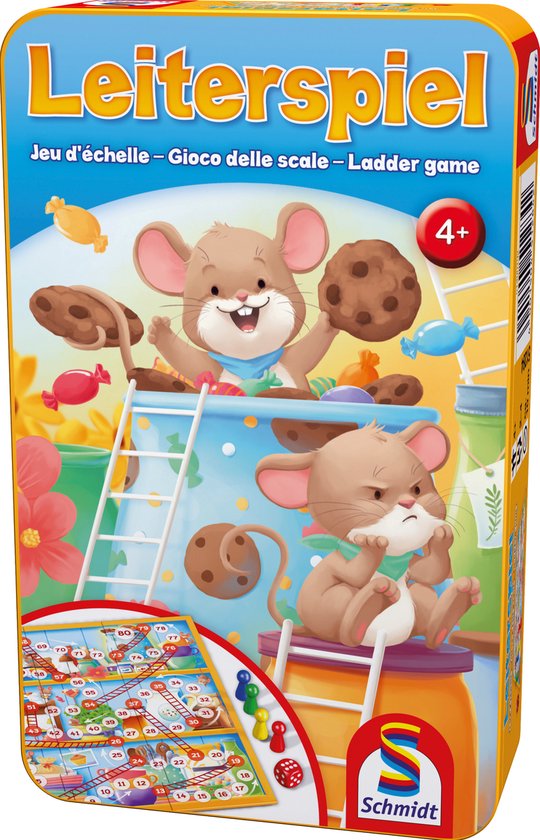 Schmidt® - Ladder Game (Leiterspel) - Kinderspel - Klassiek bordspel met dobbelsteen - jaar - 2-4 spelers
