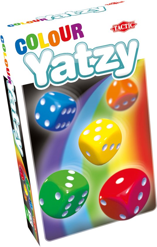 Tactic Colour Yatzy – Jeu de dés – Jeu familial coloré – Avec insert arc-en-ciel et règles via QR code – Dès 6 ans – 2 joueurs et plus
