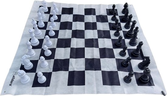 Alldoro Schaakspel XXL - Schaken – Jumbo speelset met opbergtas – Speelklassieker voor binnen en buiten – 158x158cm