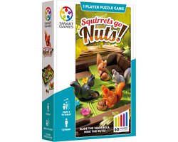 SmartGames Squirrels Go Nuts! - Compacte Schuifpuzzel Denkspel - 60 Educatieve Eekhoorn Uitdagingen - Reisspel & Solospel - Vanaf 6 Jaar