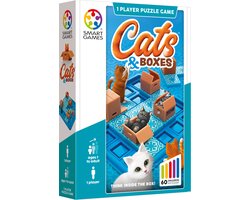 SmartGames Cats & Boxes - Logisch Denkspel - 60 Poezelige Uitdagingen - Compact Solospel voor Kinderen & Volwassenen - Vanaf 7 Jaar - Katten