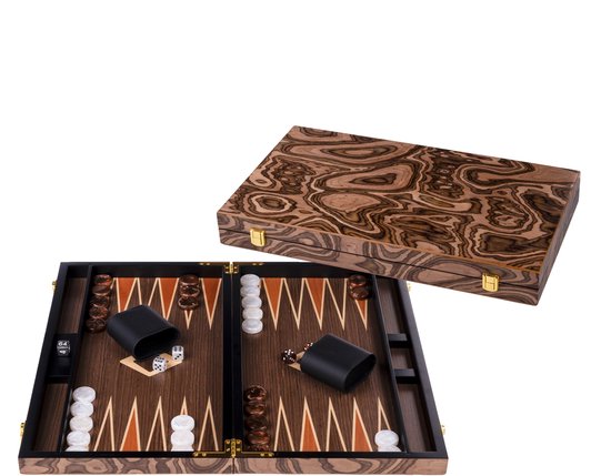 Backgammon 18 Inch – Ingelegd Walnoot Hout – Luxe Koffer van Walnoot – Strategisch Bordspel & Reisspel – Engelhart