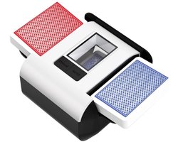 Cherrys Finds - Automatische Kaartenschudder Elektrisch – Oplaadbare Kaartschudmachine voor 1-2 Decks – Card Shuffler voor Poker, UNO, Blackjack, Phase 10 & Speelkaarten – Stil & Compact - Wit Met Zwart
