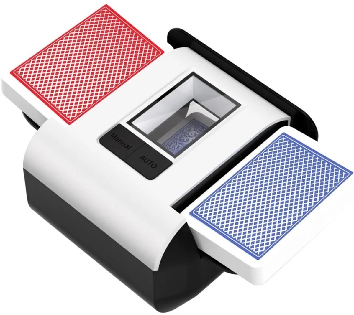 Cherrys Finds - Mélangeur de Cartes Automatique Électrique – Mélangeuse de Cartes Rechargeable pour 1-2 Jeux – Card Shuffler pour Poker, UNO, Blackjack, Phase 10 & Cartes à Jouer – Silencieux & Compact - Blanc et Noir