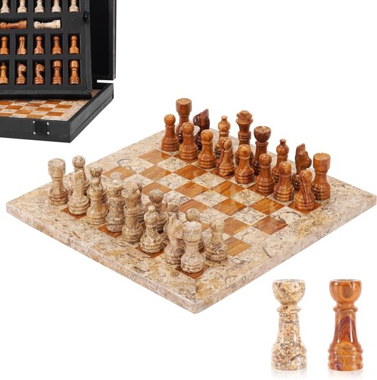 Jeu d'échecs - Marbre - Coffret de rangement fait main - Décoration élégante - Pour adultes