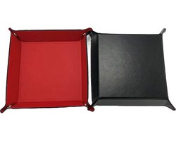 Dobbelsteenbak Rood – Opvouwbare Dice Tray voor Dungeons & Dragons, Yahtzee en Bordspellen – Dobbelbak van Kunstleer met Gladde Binnenkant – Pitjesbak, Dobbelpiste, Pokerpiste, Dice Box