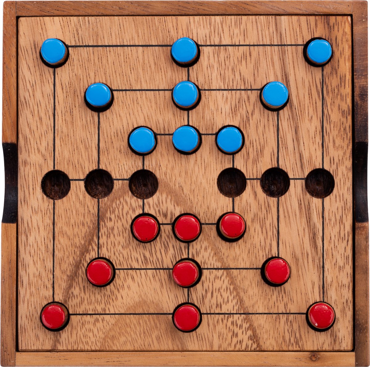 Nine Men Morris – Jeu de plateau en bois – Bois d'acacia – 18 pions – Jeu de stratégie – Engelhart