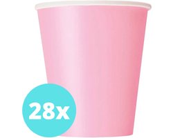 Bekers Karton Roze - 28 stuks - Kartonnen Bekers 250ml - Wegwerp bekers - Bekers Karton Verjaardag Kinderen - Kinder Feestje Kind - Limonadebekers - Koffie / Siroop - Bekers Papier - 28 Stuks van 250 ml Fel Roze