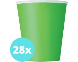 Bekers Karton Groen - 28 stuks - Kartonnen Bekers 250ml - Wegwerp bekers - Bekers Karton Verjaardag Kinderen - Kinder Feestje Kind - Limonadebekers - Koffie / Siroop - Bekers Papier - 28 Stuks van 250 ml Lichtgroen