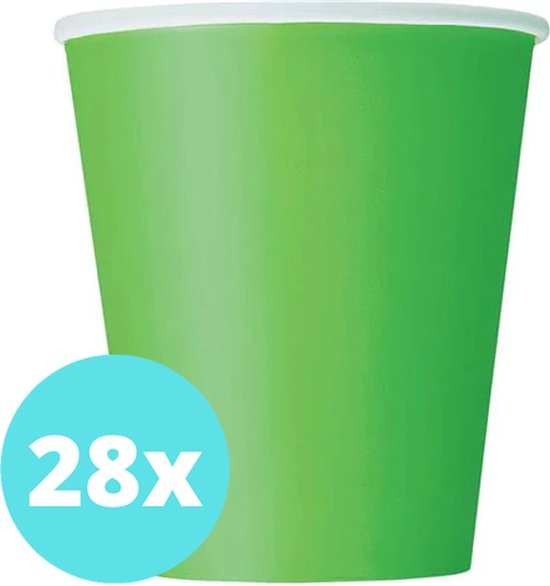 Bekers Karton Groen - 28 stuks - Kartonnen Bekers 250ml - Wegwerp bekers - Bekers Karton Verjaardag Kinderen - Kinder Feestje Kind - Limonadebekers - Koffie / Siroop - Bekers Papier - 28 Stuks van 250 ml Lichtgroen
