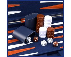 Backgammon Hout — AHD® Backgammon - Marineblauw - 29cm x 20cm x 1cm - Backgammon Koffer - Backgammon Reiseditie