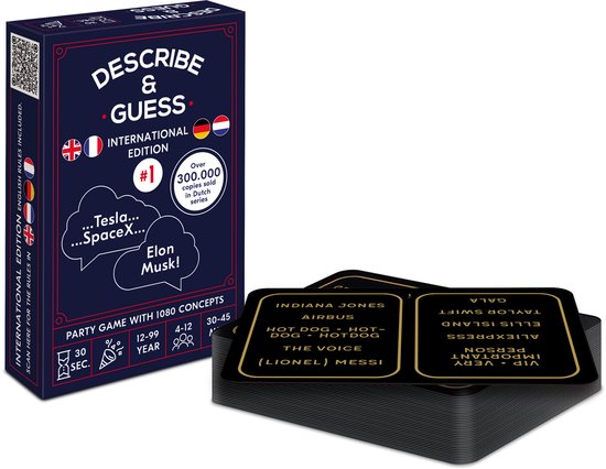 Describe & Guess (Omschrijven & Raden) - International Edition - Kaartspel - Pocket size party game - 30 Seconds time limit per 5 concepts - 1080 concepts in total - English, Dutch, German & French / Engels, Belgisch, Duits & Frans