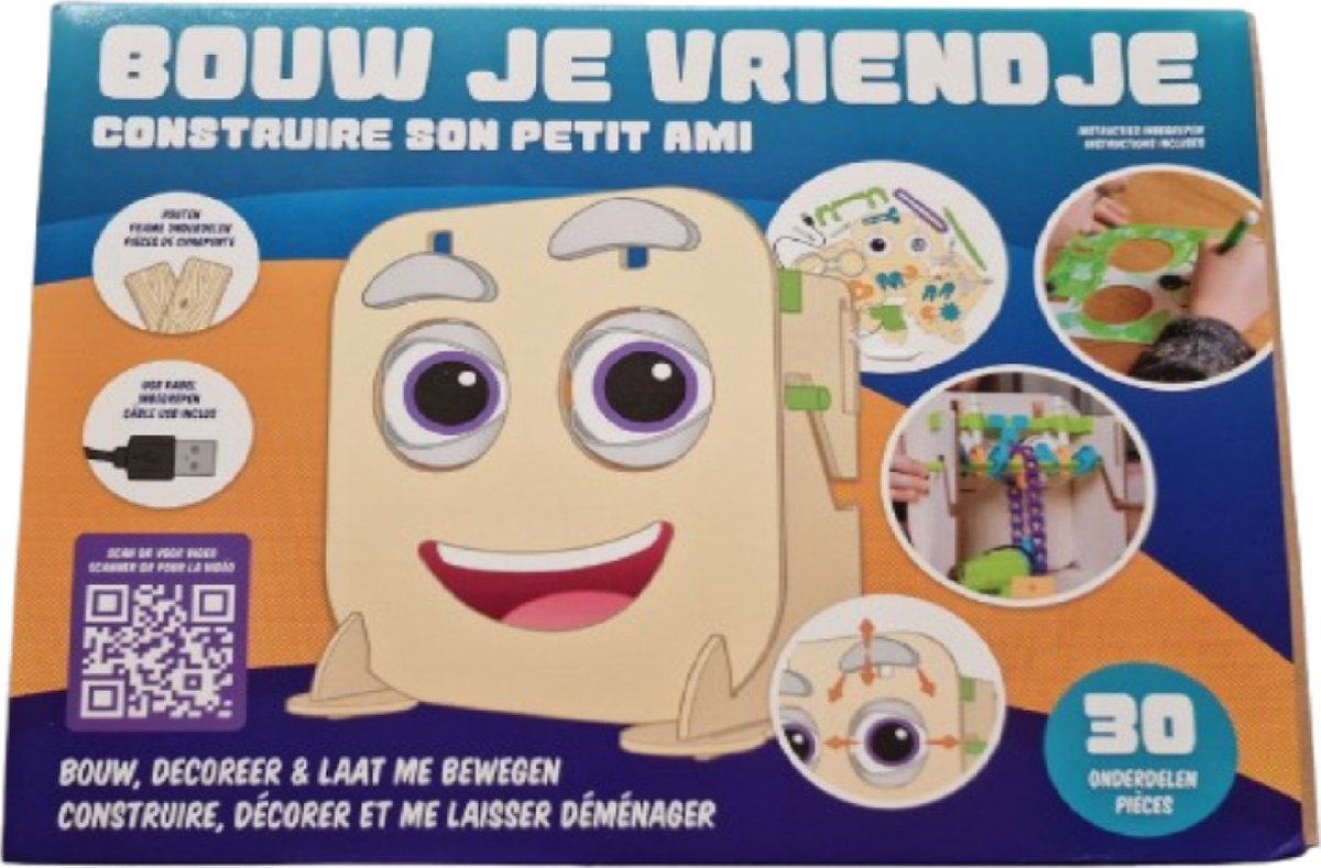 Bouw je eigen robot vriendje - jaar - Met bewegende ogen - Interactief - 30 delig