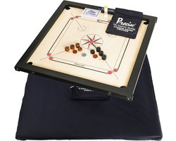 Precise - Ama-8 mm Speelveld - 12kgs. 74x74 cm - 82x82cm INDIA made Carrom spel - Origineel Toernooi - inkl. Cover