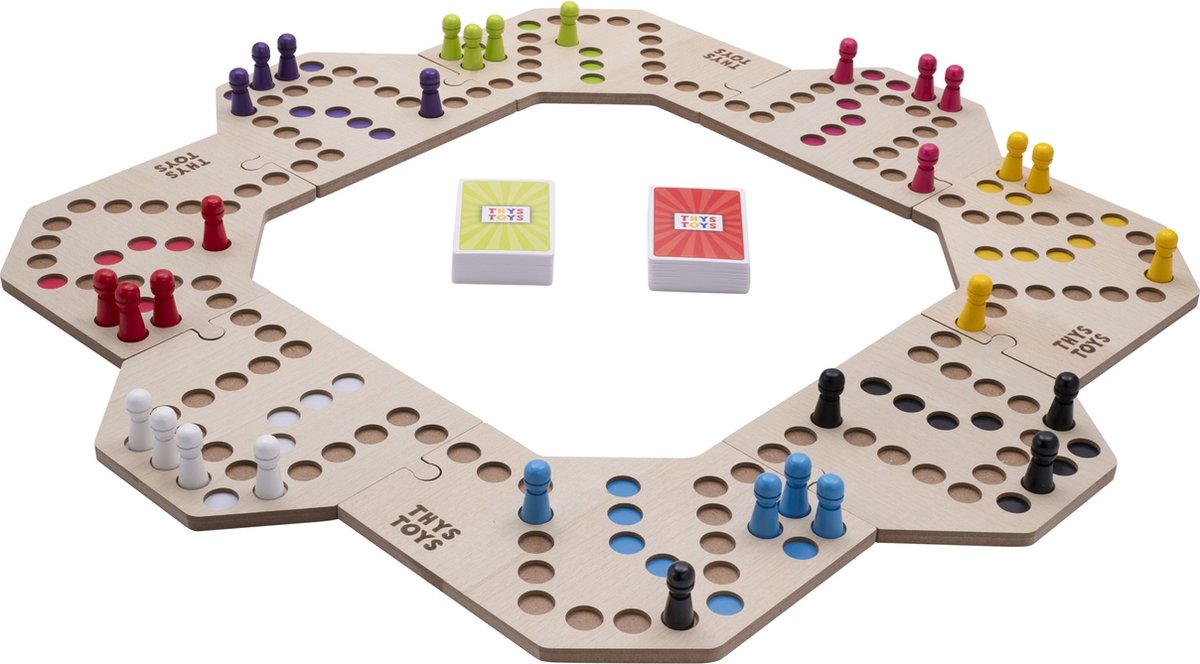 Keezen Bordspel Connect Deluxe - 3-8 Joueurs - Bois - Coffret complet Keezenspel en bois