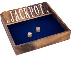Shut The Box 2 Spelers Blauw – Houten Dobbelspel – Klassiek Gezelschapsspel – Familiespel met Vilt – 2 Dobbelstenen – Engelhart