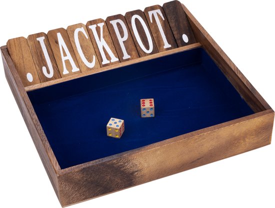 Shut The Box 2 Spelers Blauw – Houten Dobbelspel – Klassiek Gezelschapsspel – Familiespel met Vilt – 2 Dobbelstenen – Engelhart