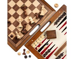 White-Label® Backgammon Koffer – Lederen Bordspel – Reisspel - Bruin