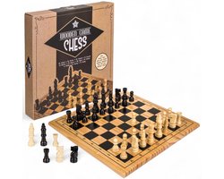 Dailygoods- Bordspel Houten - Schaak/Dame/Solitaire - Klassiek Spel - 28,5 x 28,5 cm - Duurzaam Design - Geschikt voor Kinderen/Volwassenen - Denkspel