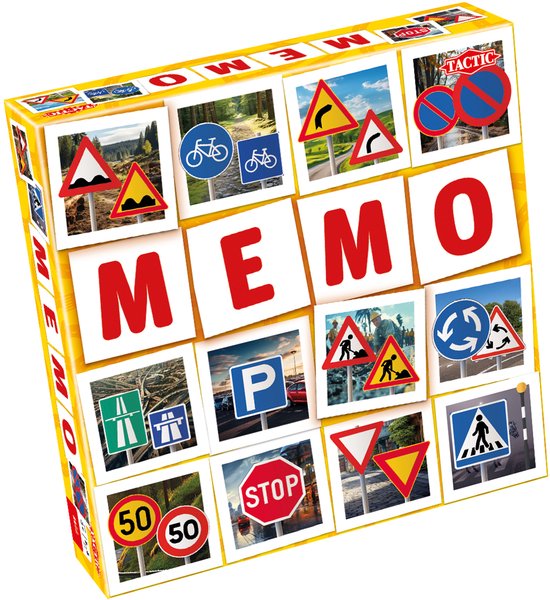 Tactic Memo Verkeersborden - Memospel - Zoek de Juiste Paren - Leer Verkeersborden Herkennen - Educatief Gezelschapsspel voor Kinderen en Families - 2 tot 6 Spelers - Jaar
