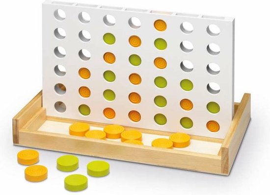 Cayro Acierta 4 - Houten Vier op een Rij Strategiespel - Educatief Familiespel FSC-hout - 2 Spelers - Speelduur 15 Minuten - Jaar - Natural Games Collectie - Logisch Denkspel Kinderen en Volwassenen