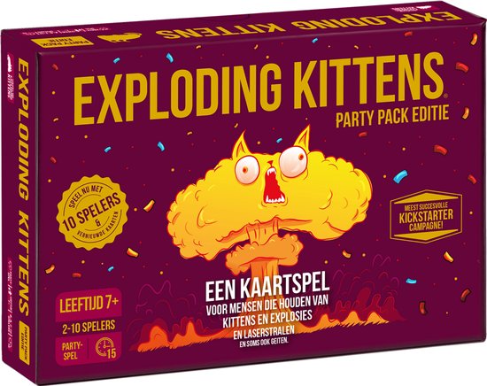 Exploding Kittens Party Pack – Nouvelle Édition – Jeu de cartes en néerlandais – Pour 2 à 10 joueurs