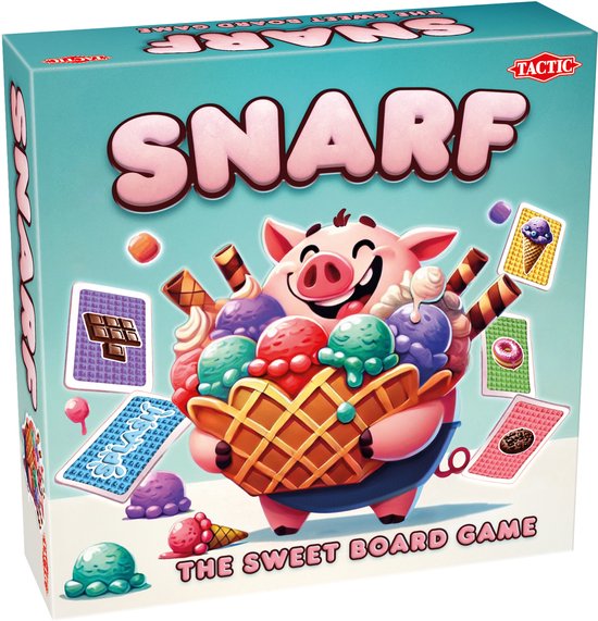 Tactic Snarf - Bordspel - Strategisch Kaartspel - Familiespel - Vul de Snoepwinkels en Stuur het Varken - Actiekaarten, Tactiek en Verrassende Wendingen - 2 tot 4 Spelers - Jaar