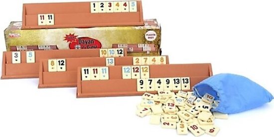 Okey Rummy Spel – Luxe Houten Set – Turks Gezelschapsspel Personen met Genummerde Tegels & Jokers
