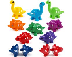COOAU Montessori Dinosaurus Nummer Match Speelset voor Peuters - Tel Sorteer Speelgoed met Dinosaurus - Sorteer en fijne motoriek speelgoed - Voor jongens en meisjes van 3, 4 en 5 jaar