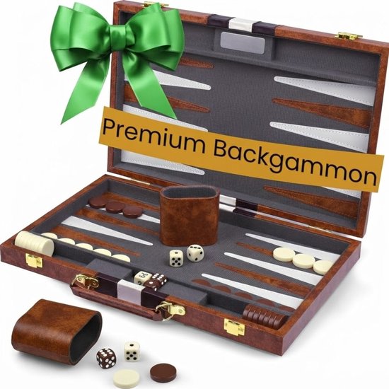 SP® Backgammon - Backgammon Koffer - Luxe Reiseditie - Bruin - 38cm x 25cm x 6cm