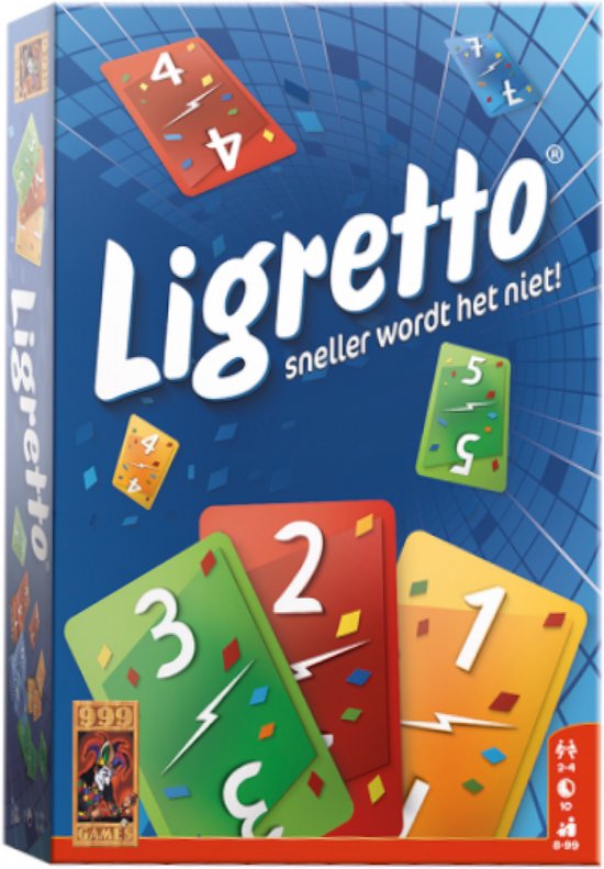 999 Games - Ligretto: Bleu - Jeu de cartes - Tout le monde joue en même temps - Jeu familial - Jeu de société - Jeu d'action - Petit cadeau
