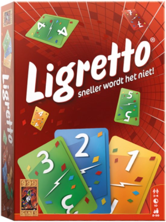 999 Games - Ligretto: Rouge - Jeu de cartes - Tout le monde joue en même temps - Jeu familial - Jeu de société - Jeu d'action - Petit cadeau