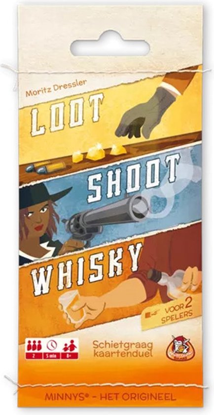 White Goblin Games - Minnys: Loot - Shoot - Whisky - familiespel - 2 spelers - 5 minuten - jaar