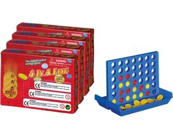Reisspel - 8x stuks - 4 Op een rijtje - 10,3 x 14,3 x 3,3 cm - Denkspel speelgoed - kinderen en volwassenen