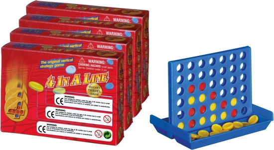 Reisspel - 8x stuks - 4 Op een rijtje - 10,3 x 14,3 x 3,3 cm - Denkspel speelgoed - kinderen en volwassenen