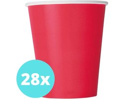Bekers Karton Rood - 28 stuks - Kartonnen Bekers 250ml - Wegwerp bekers - Bekers Karton Verjaardag Kinderen - Kinder Feestje Kind - Limonadebekers - Koffie / Siroop - Bekers Papier - 28 Stuks van 250 ml Rood