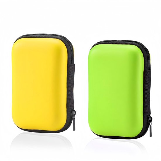 2 stuks-Kaartenbox -Darts Case- Robuuste Speelkaartenhouder voor UNO - Grote Retro Moderne Etui voor Kaartspellen - Geel en groen