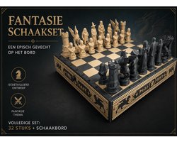 Fantasy Schaakset met Schaakbord – 32 Gedetailleerde Schaakstukken – Fantasie Thema – Decoratief Schaakbord – Decoratief Bordspel Cadeau