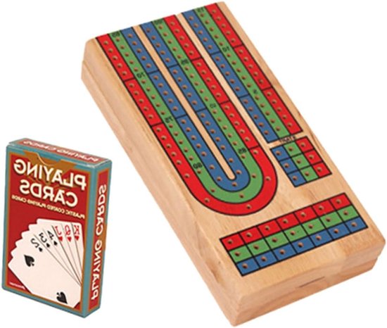 Set de Jeu de Société Cribbage en Bois pour Voyage et Soirées, Design Compact et Durable avec Compartiment de Rangement et Cartes à Jouer
