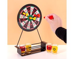 Dart Shots Drankspel – Magnetisch Dartbord – Inclusief 4 Magnetische Darts – 4 Genummerde Shotglaasjes met Kleurringen – Veilig Partyspel voor Volwassenen – Compact en Ideaal voor Feestjes
