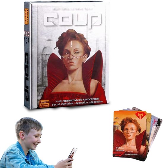 Dailygoods- Kaartspel Coup Reform - Feestspel -6 spelers - Leeftijd 14+ jaar - Speeltijd 15 minuten - Decoratieve blikken doos - Bordspel