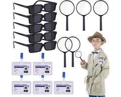 15 stuks Detectivespellen Speelgoed voor Kinderen, Detective Kit Tag Vergrootglas Geheim Agent ID-kaarthouder Detective Gadget Detectivebril voor Escape Room Detective Feestartikelen