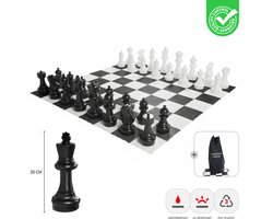 XL buiten Schaakspel - Koning 30 cm - Gedetailleerde stukken - UV bestendig kunststof - Met handige opbergtas