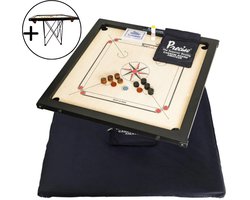 Precise - Ama-8 mm Speelveld - Met Tafel - 12kg. 74x74 cm - 82x82cm - Made in India - Carrom spel - Origineel Toernooi Formaat