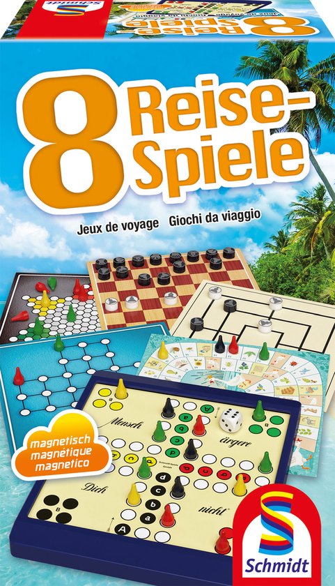 Schmidt® - Bordspel - Reisspelletjes - 8 Spellen - Spellenverzameling - Geschikt voor Kinderen jaar - 1-4 spelers
