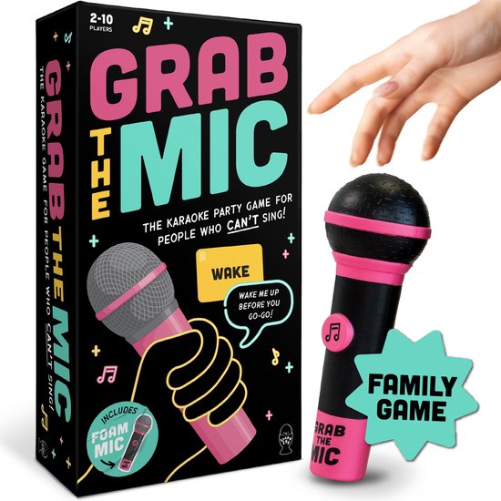 Grab The Mic - Karaoke Partyspel - Muziekspel -10 Spelers - Bekend van TikTok - Originele Engelstalige versie